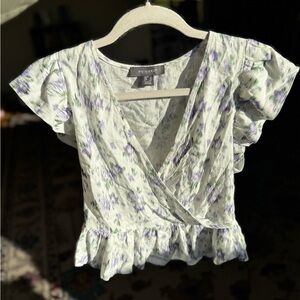 Primark Lilac Floral Wrap Ruffle Crop Top